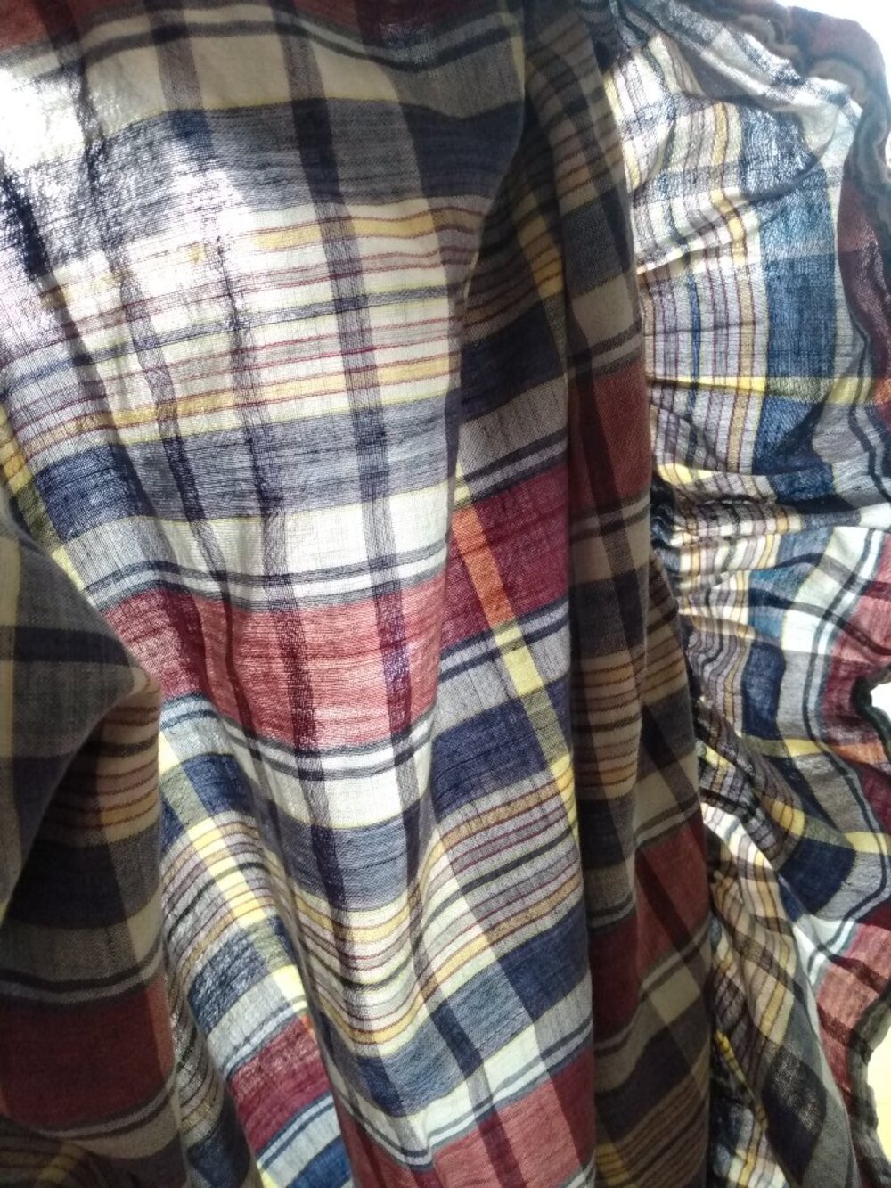 Vintage Ralph Lauren Polo Pillow Sham Madras Plaid Chambray Ruffle - Picture 14 of 14